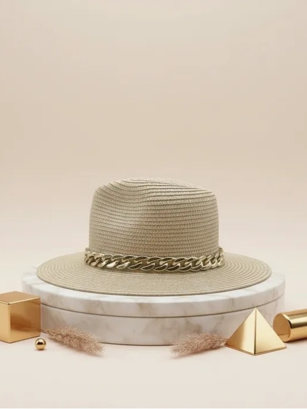 Fedora Ivory Chain Band Panama Hat - Picture 2 of 5